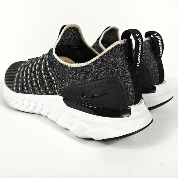 Nike React Phantom Run Flyknit 2 Womens 6.5 White Black Running Shoes CJ0280-002 - Picture 5 of 16